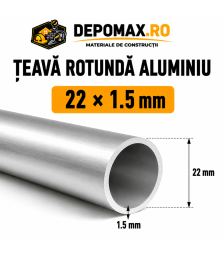 Teava rotunda aluminiu 22 x 1.5 mm, 6 metri (6060)